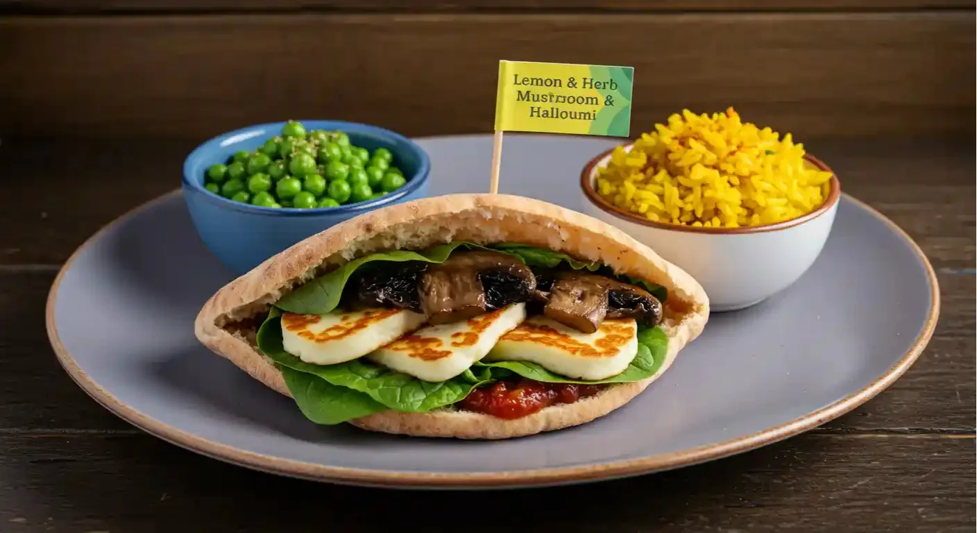Mushroom & Halloumi Pitta